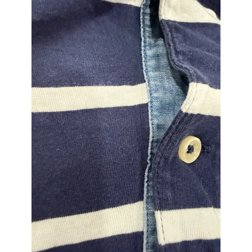 Polo Ralph Lauren Mens 3XB Navy Blue White Striped Short Sleeve Polo Shirt